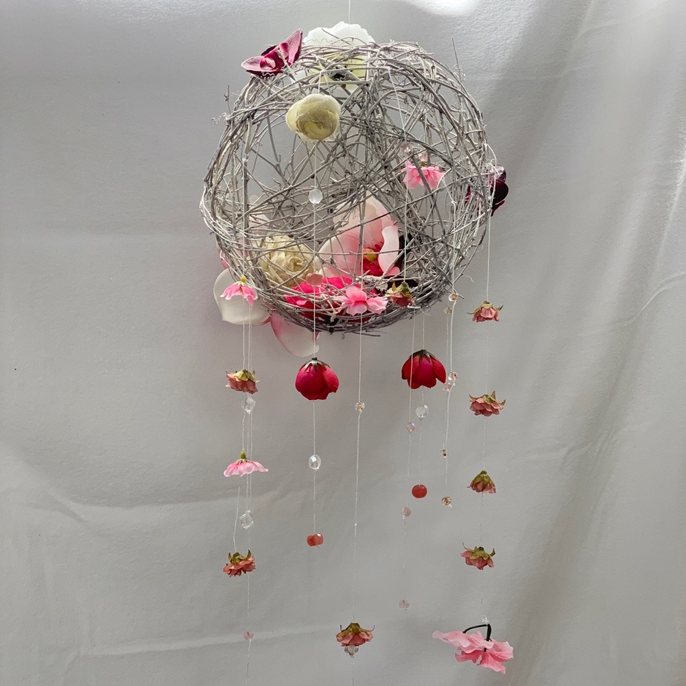 Pink and white mobile